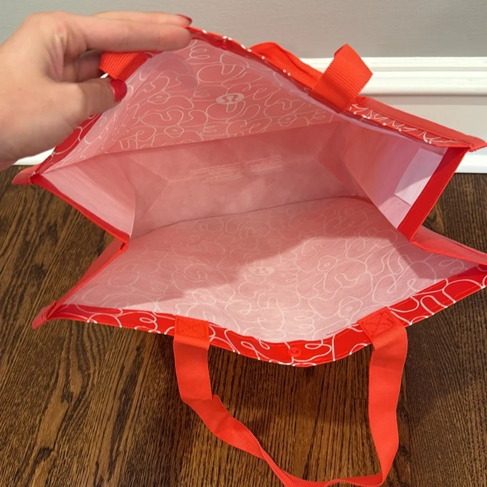 Lululemon Bubble Font Red Orange White Large Reusable Shopping Tote Bag 2025 - Picture 5 of 9